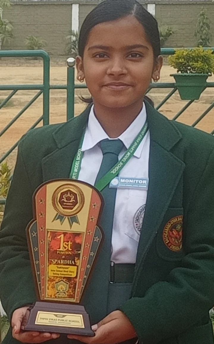 Interschool winner in Hindi speech and character play